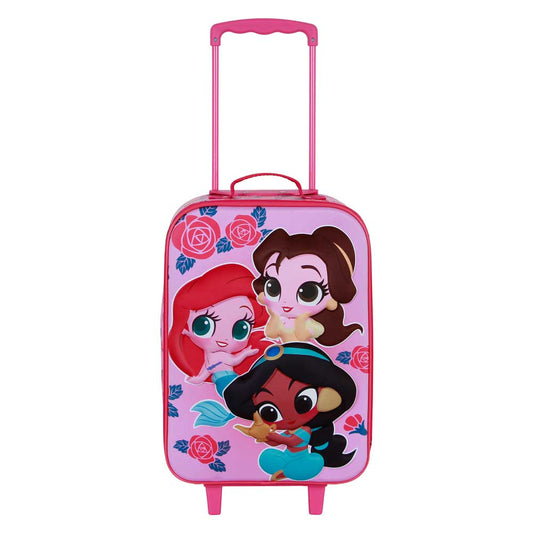 Disney Principesse Flowers-Valigia Trolley Soft 3D, Rosa