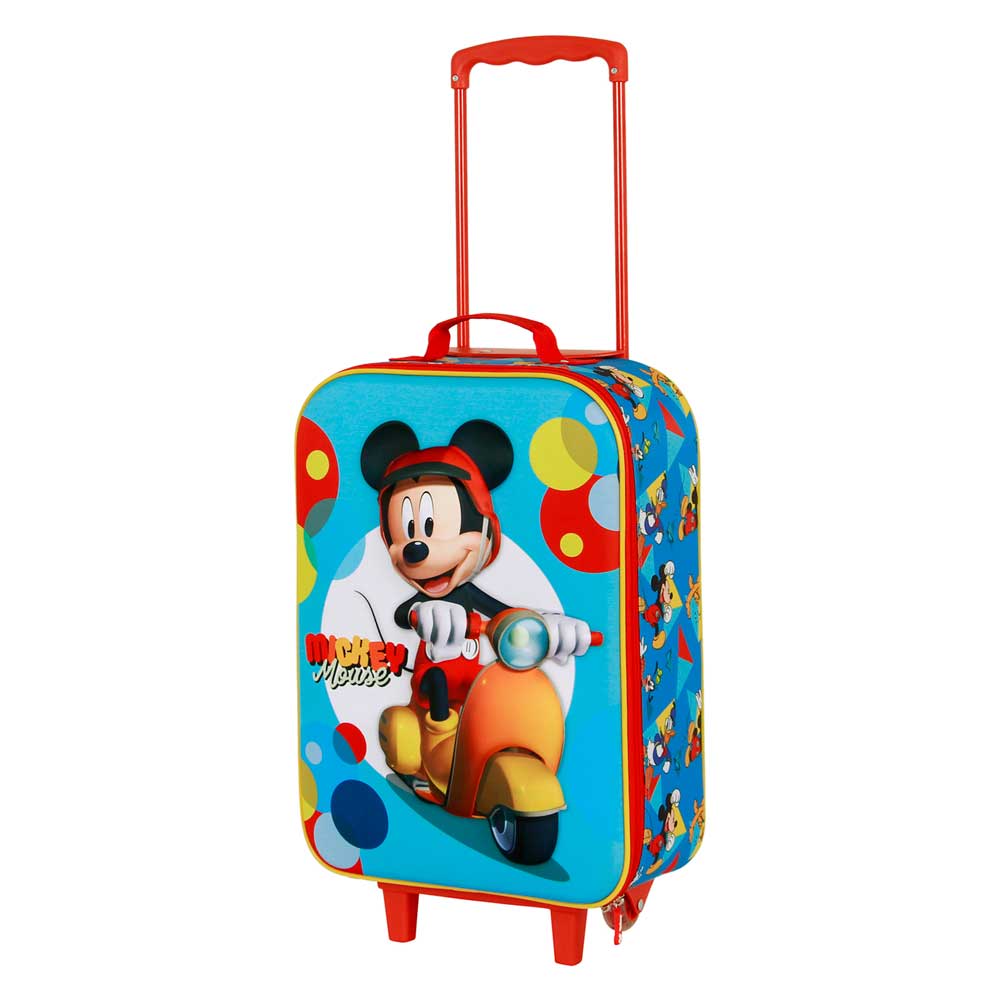 Disney Mickey Mouse Scooter-Soft 3D Trolley Suitcase, Blue