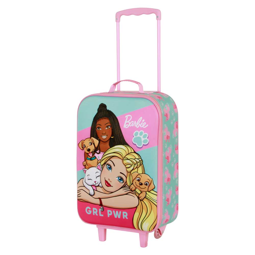 Barbie Pets-Soft 3D Trolley Suitcase, Pink