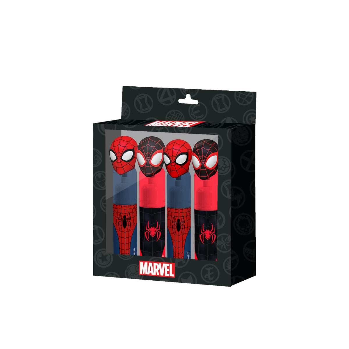 Marvel Spiderman Peter-Confezione da 4 Pennarelli, Rosso