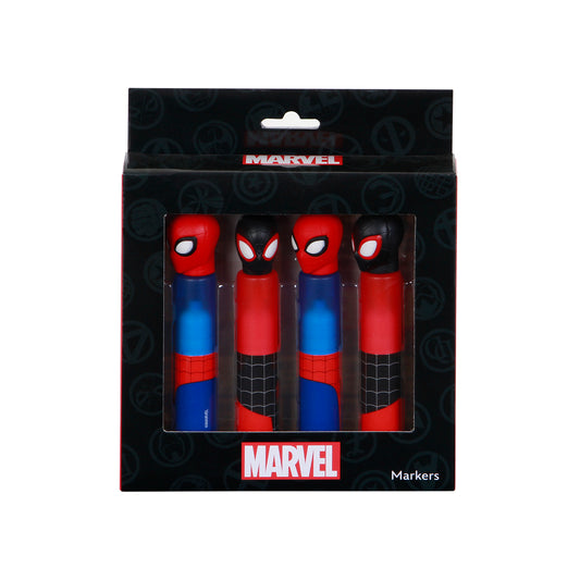 Marvel Spiderman Peter-Pack de 4 Marcadores Fluorescentes, Rojo