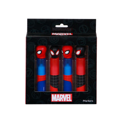 Marvel Spiderman Peter-Pack de 4 Marcadores Fluorescentes, Vermelho