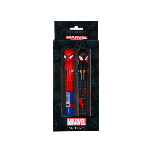 Marvel Spiderman Peter-Pack of 2 Pens 10 Colors, Red