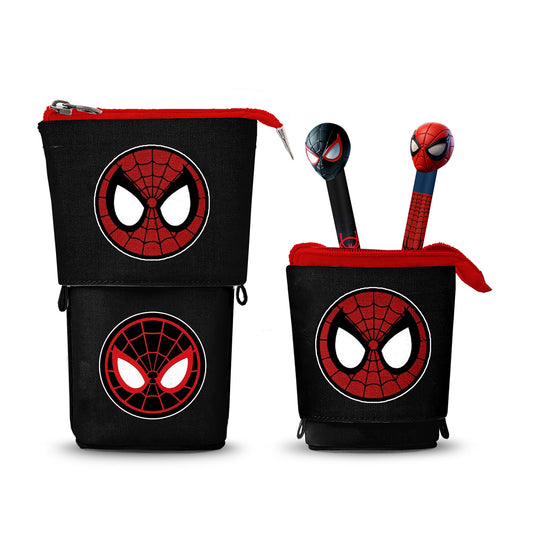Marvel Spiderman Peter-Estuche Portatodo Cute + 2 Bolígrafos de Gel Borrables, Rojo