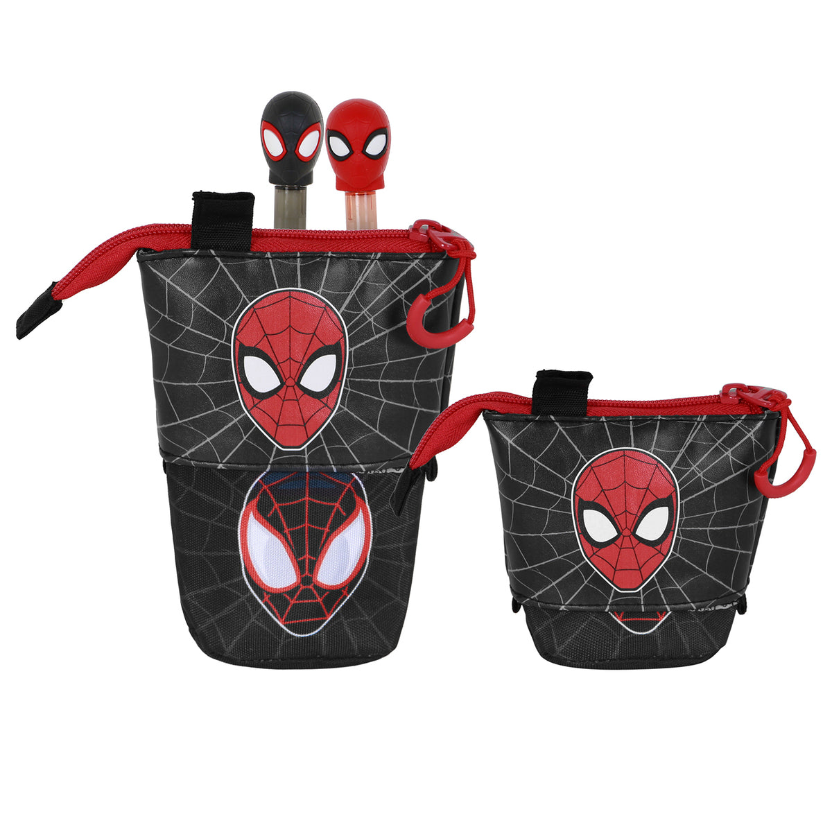Marvel Spiderman Peter-Astuccio Portatutto Carino + 2 Penne Gel Cancellabili, Rosso