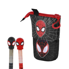 Marvel Spiderman Peter-Astuccio Portatutto Carino + 2 Penne Gel Cancellabili, Rosso