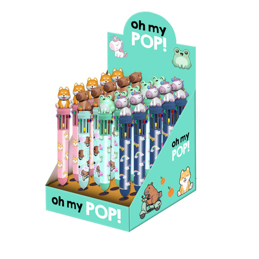 Oh My Pop Mix-Exhibitor 24 Units Pen 10 Colors , Multicolor
