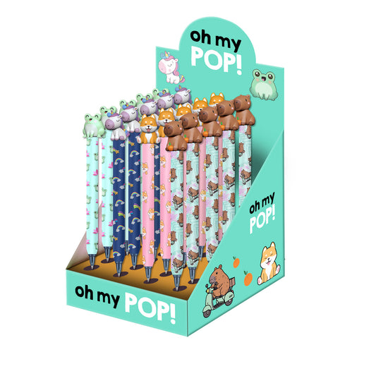 Oh My Pop Mix-Exhibitor 24 Units Erasable Gel Pen, Multicolor