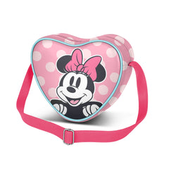 Disney Minnie Mouse Ribbon-Bolso Bandolera Corazón Casual, Rosa