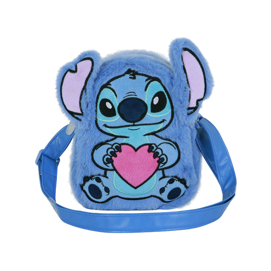 Disney Lilo y Stitch Heart-Bolso Bandolera Cuadrado Plush, Azul