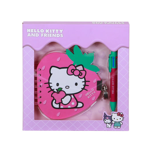 Hello Kitty Pack Diário Morango + Caneta de 6 Cores, Rosa