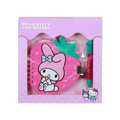 Hello Kitty My Melody Strawberry-Confezione con Diario Fragola + Penna 6 Colori, Rosa