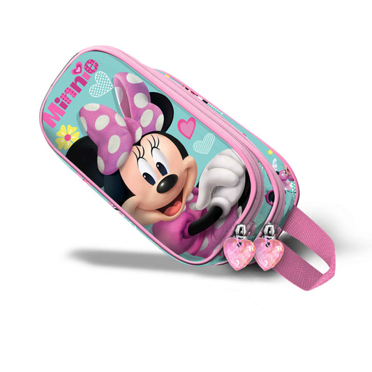 Disney Minnie Mouse Pose-Estuche Portatodo 3D Doble, Rosa