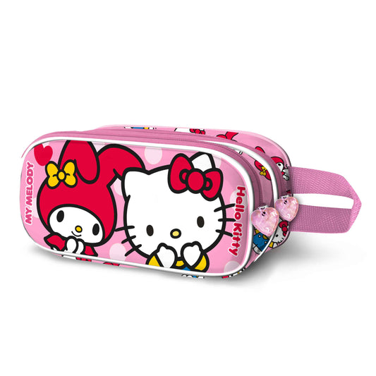 Hello Kitty Lovely-Estuche Portatodo 3D Doble, Rosa