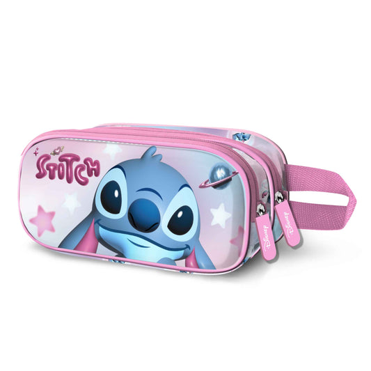 Disney Lilo y Stitch Cosmic-Estuche Portatodo 3D Doble, Rosa