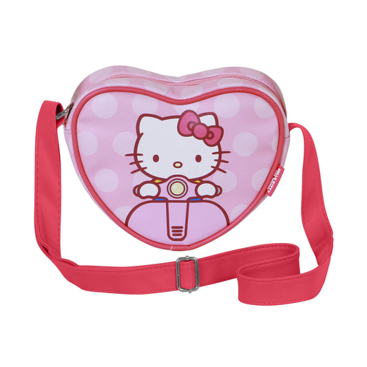 Hello Kitty Moto-Casual Heart Crossbody Bag, Pink