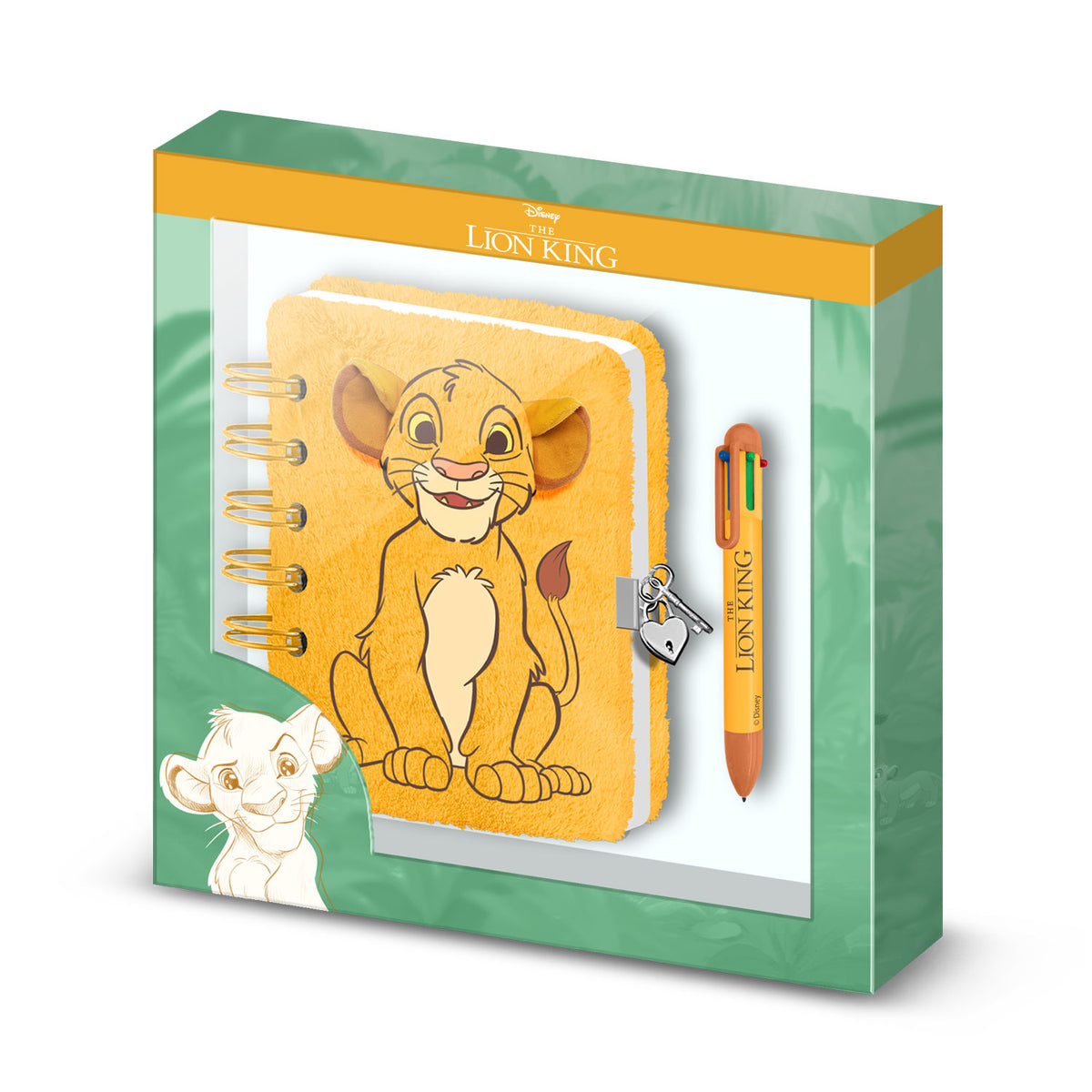 Disney Il Re Leone Sit-Confezione con Diario Plush + Penna 6 Colori, Giallo
