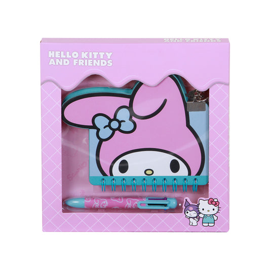 Hello Kitty My Melody Face-Pack de Journal Kawaii + Stylo 6 Couleurs, Rose