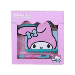 Hello Kitty My Melody Gesicht-Set Tagebuch Kawaii + 6-Farben-Kugelschreiber, Rosa