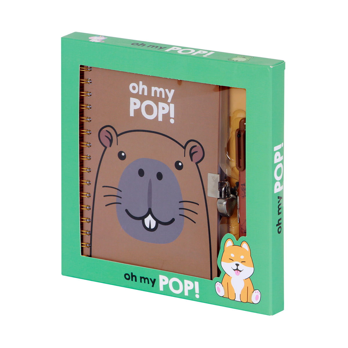 Oh My Pop! Capybara-Pack of A5 Diary + 6-Coloured Pen, Multicolour