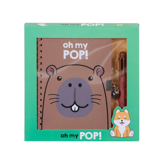 Oh My Pop! Capybara-Set Jurnal A5 + Pix cu 6 Culori, Multicolor