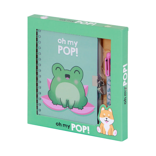 Oh My Pop! Froggy-Pack di Diario A5 + Penna a 6 Colori, Turchese