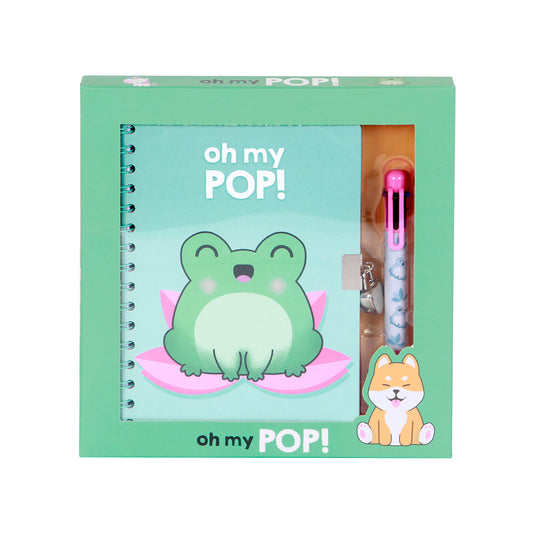 Oh My Pop! Froggy-Pack di Diario A5 + Penna a 6 Colori, Turchese