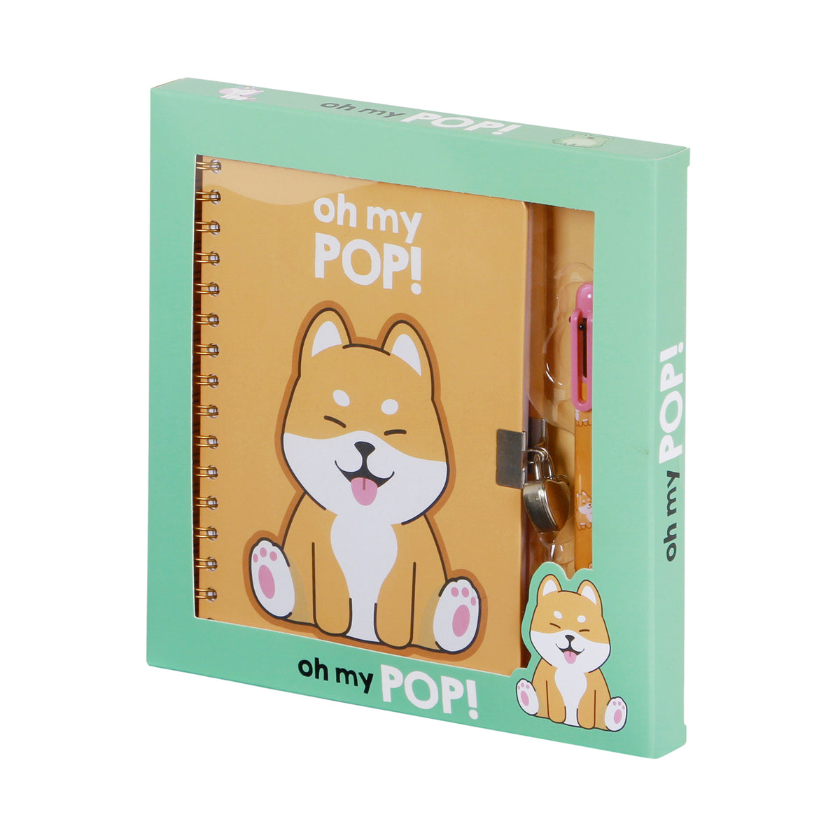 Oh My Pop! Shiba-Pack of A5 Diary + 6-Coloured Pen, Multicolour