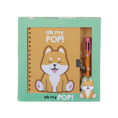 Oh My Pop! Shiba-Pack of A5 Diary + 6-Coloured Pen, Multicolour