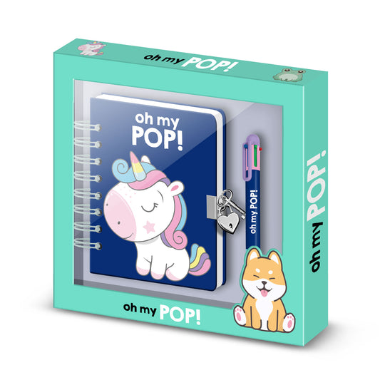 Oh My Pop Sweety-Confezione con Diario A5 + Penna 6 Colori, Multicolore