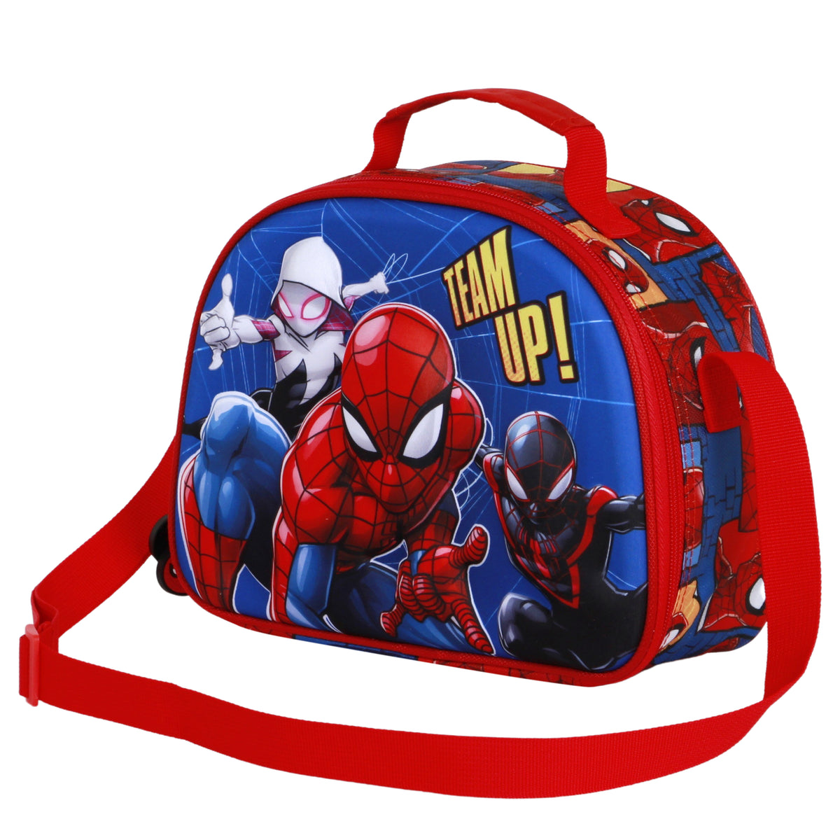 Marvel Spiderman Best Team-Borsa Porta Merenda 3D, Blu