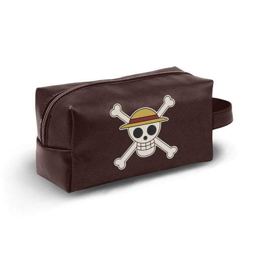 One Piece Skull-PLUS Brick Travel Toiletry Bag, Brown