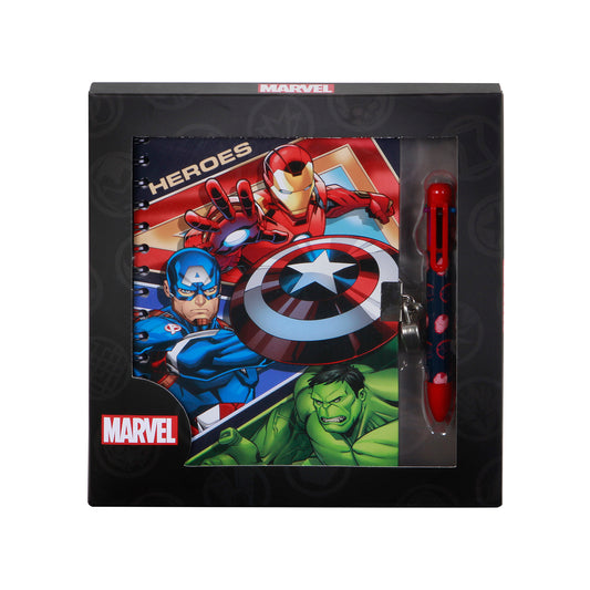 Marvel Los Vengadores Battle-Pack de Diario A5 + Bolígrafo de 6 Colores, Azul