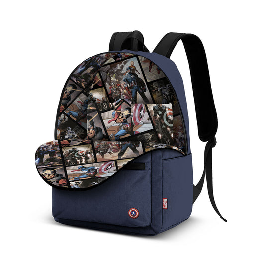 captain america leather backpack DLR/WDW and top zip closure Bioworld Marvel Captain America Elevated