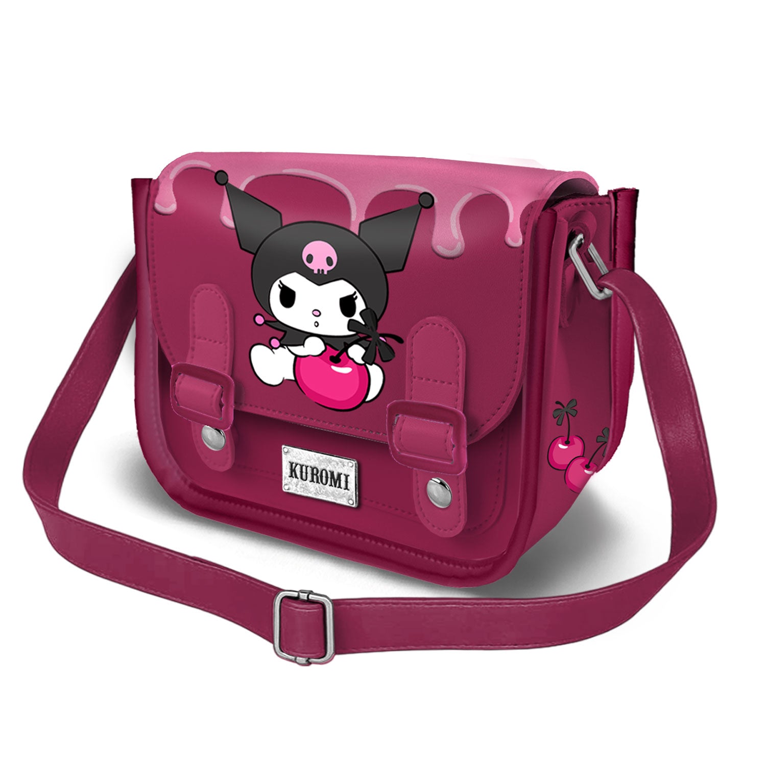 Hello Kitty Kuromi Cherry-Bolso Bandolera Satchel XS, Rosa