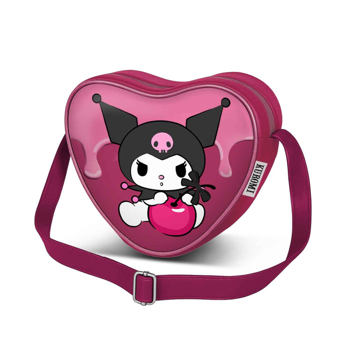 Hello Kitty Kuromi Cherry-Bolso Bandolera Corazón Casual, Rosa