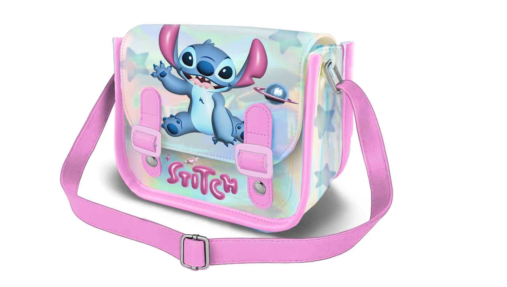 Disney Lilo y Stitch Cosmic-Bolso Bandolera Satchel XS, Plateado
