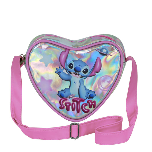 Disney Lilo e Stitch Cosmic-Borsa a Tracolla Cuore Casual, Argento