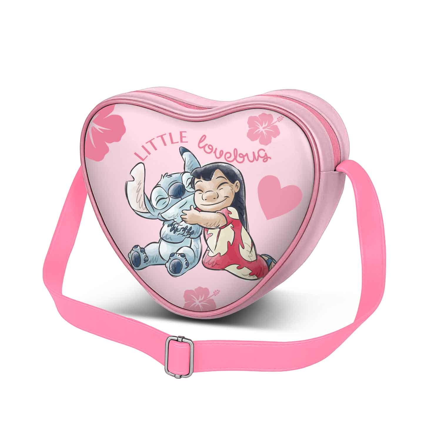 Disney Lilo y Stitch Lovebug-Bolso Bandolera Corazón Casual, Rosa