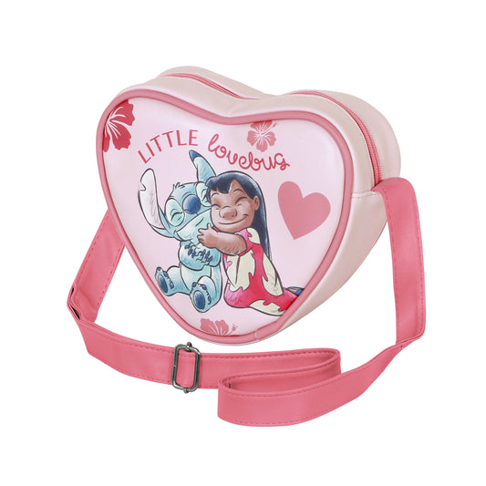Disney Lilo e Stitch Lovebug-Borsa a Tracolla Cuore Casual, Rosa