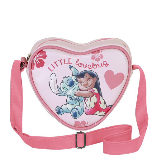 Disney Lilo e Stitch Lovebug-Borsa a Tracolla Cuore Casual, Rosa