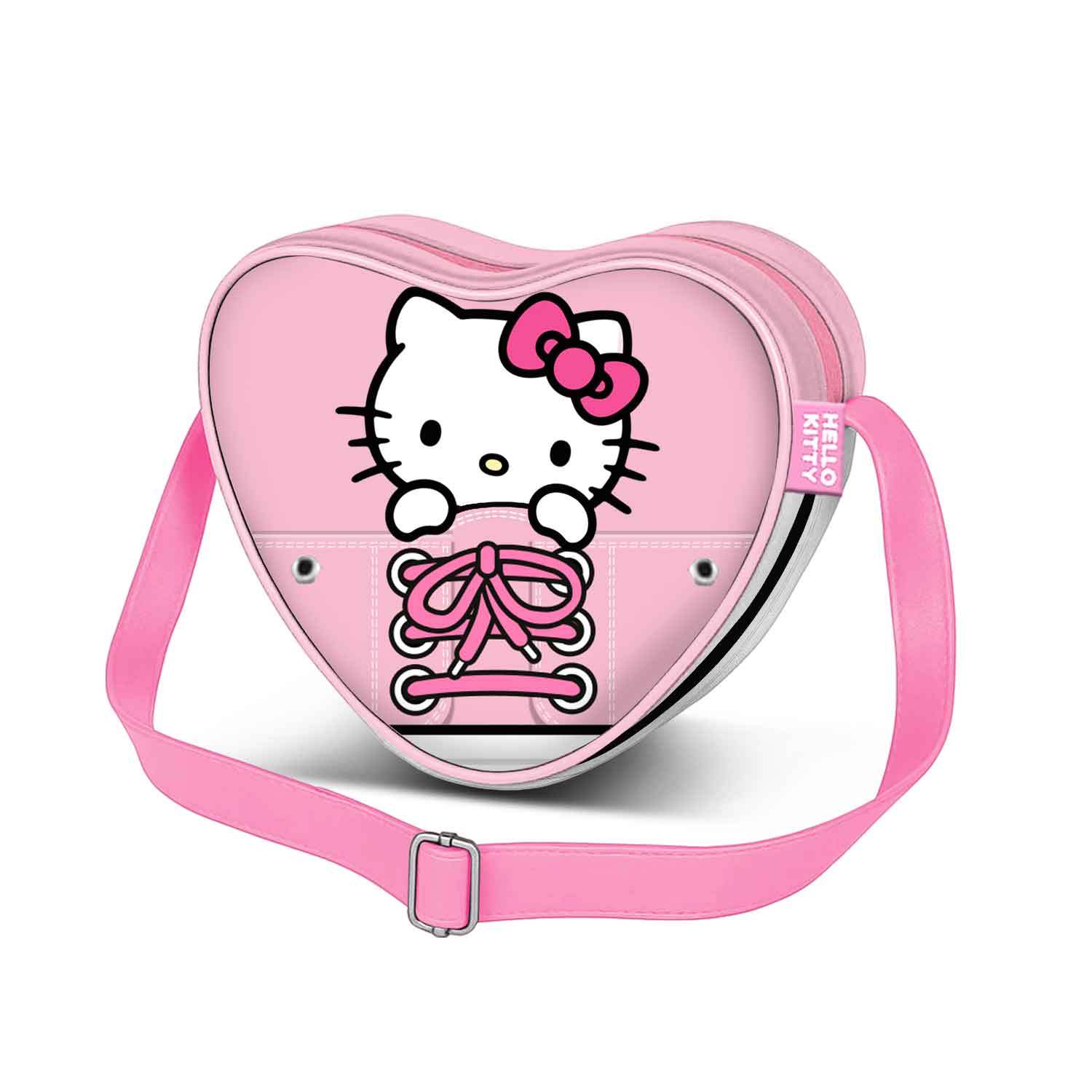 Hello Kitty Sneakers-Bolso Bandolera Corazón Casual, Rosa