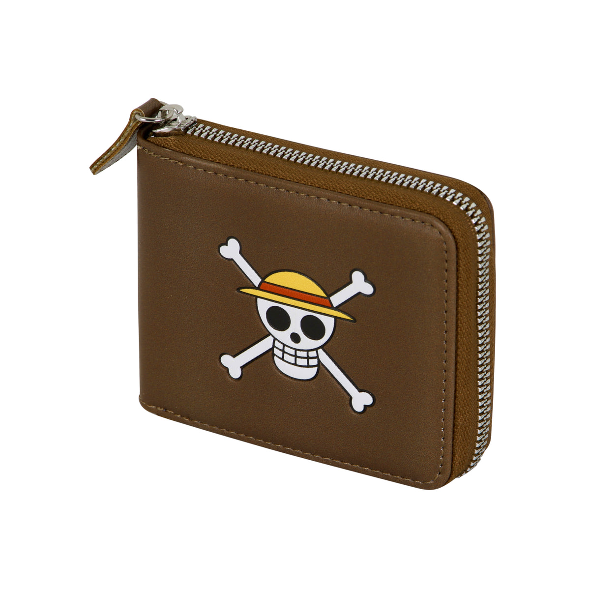 One Piece Skull Geldbörse mit Reißverschluss, Braun
