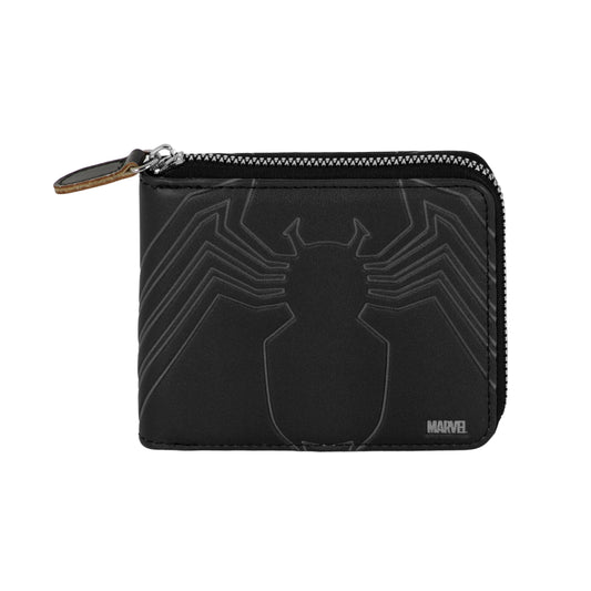 Marvel Venom Spider-Wallet Man Zip, Negro
