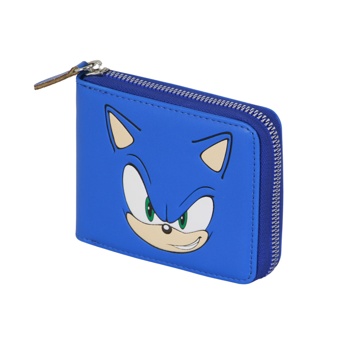 Sonic The Hedgehog Face-Carteira Homem com Fecho, Azul