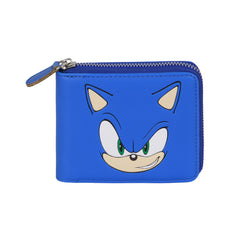 Sonic The Hedgehog Face-Carteira Homem com Fecho, Azul