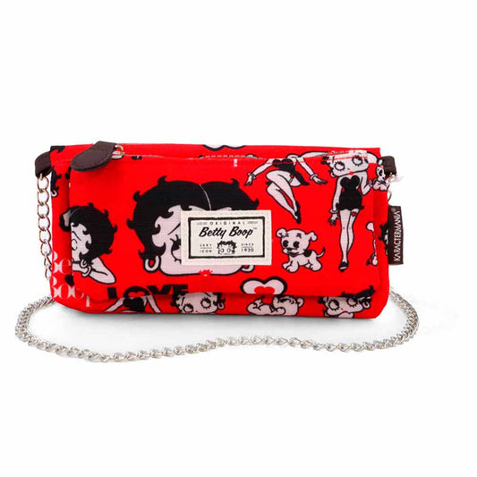 Betty Boop Rouge-Portafoglio Soft con Catena, Rosso
