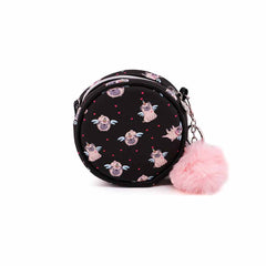 Oh My Pop Pug-Bolso Bandolera Redondo Pequeño, Negro