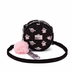 Oh My Pop Pug-Bolso Bandolera Redondo Pequeño, Negro
