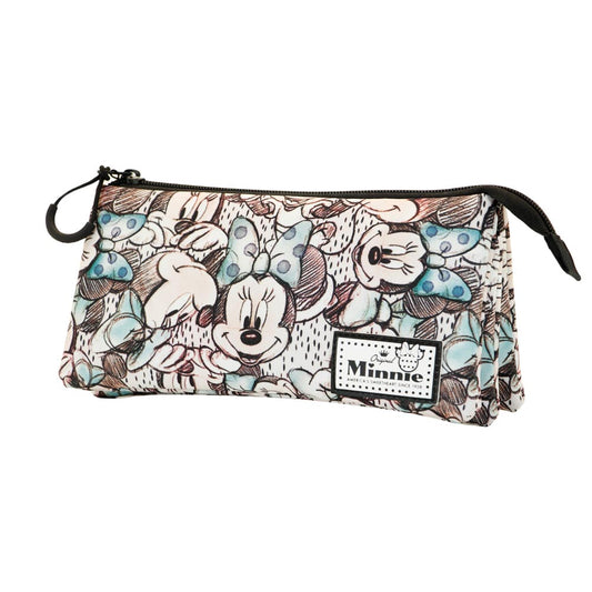 Disney Minnie Mouse Drawing-Estuche Portatodo Triple, Gris